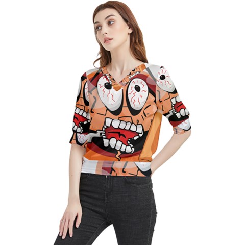 Brain Cartoon Animation Quarter Sleeve Blouse by Jancukart