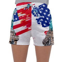 Statue Of Liberty Independence Day Poster Art Sleepwear Shorts by Jancukart