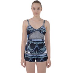 Skull-underwater-diving-skeleton-diving-head Tie Front Two Piece Tankini by Jancukart