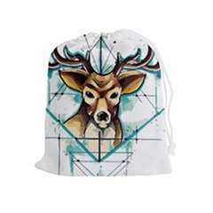 Deer-unicorn-tattoo-drawing-vector-watercolor Drawstring Pouch (xl) by Jancukart