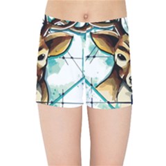 Deer-unicorn-tattoo-drawing-vector-watercolor Kids  Sports Shorts by Jancukart