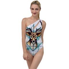 Deer-unicorn-tattoo-drawing-vector-watercolor To One Side Swimsuit by Jancukart