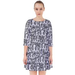 Sketchy Monster Insect Drawing Motif Pattern Smock Dress by dflcprintsclothing