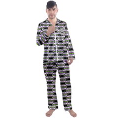 Hackers Town Void Mantis Hexagon Agender Nine 9 Stripe Pride Flag Men s Long Sleeve Satin Pajamas Set by WetdryvacsLair