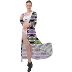 Hackers Town Void Mantis Hexagon Agender Nine 9 Stripe Pride Flag Maxi Chiffon Beach Wrap by WetdryvacsLair
