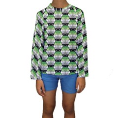 Hackers Town Void Mantis Hexagon Aromantic Pride Flag Kids  Long Sleeve Swimwear by WetdryvacsLair