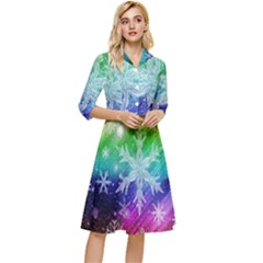 Christmas-snowflake-background Classy Knee Length Dress by Jancukart