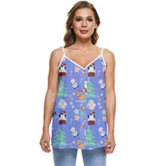 Blue Krampus Christmas Casual Spaghetti Strap Chiffon Top by NerdySparkleGoth