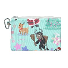 Green Krampus Christmas Canvas Cosmetic Bag (large) by NerdySparkleGoth
