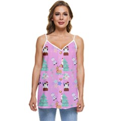 Pink Krampus Christmas Casual Spaghetti Strap Chiffon Top by NerdySparkleGoth