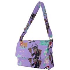 Purple Krampus Christmas Full Print Messenger Bag (l) by NerdySparkleGoth