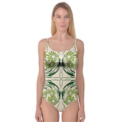 Folk Flowers Print Floral Pattern Ethnic Art Camisole Leotard  by Eskimos