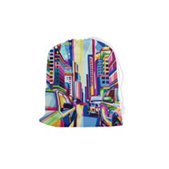 City-street-car-road-architecture Drawstring Pouch (medium) by Jancukart