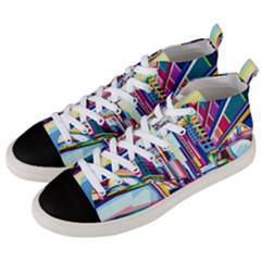 City-street-car-road-architecture Men s Mid-top Canvas Sneakers by Jancukart