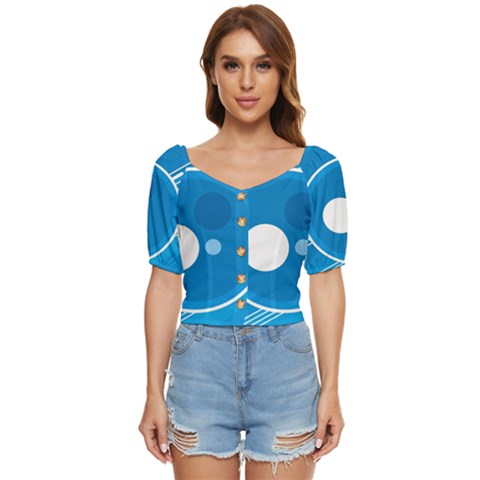 Background-blue-modern-creative Button Up Blouse by Jancukart