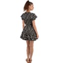 Small Bright White Halloween Motifs Skulls, Spells & Cats on Spooky Black  Flutter Sleeve Wrap Dress View2