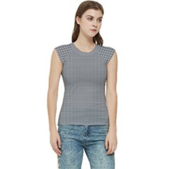Small Soot Black And White Handpainted Houndstooth Check Watercolor Pattern Women s Raglan Cap Sleeve Tee by PodArtist