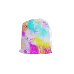 Background-drips-fluid-colorful Drawstring Pouch (small) by Jancukart
