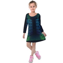 Technology-artificial-intelligence Kids  Long Sleeve Velvet Dress by Jancukart