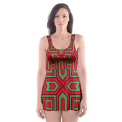 Abstract Pattern Geometric Backgrounds Skater Dress Swimsuit by Eskimos