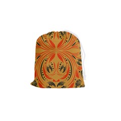 Folk Flowers Print Floral Pattern Ethnic Art Drawstring Pouch (small) by Eskimos