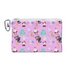 Pink Krampus Christmas Canvas Cosmetic Bag (medium) by NerdySparkleGoth