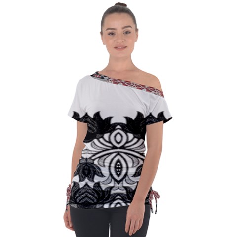 Im Fourth Dimension Black White 6 Off Shoulder Tie-up Tee by imanmulyana