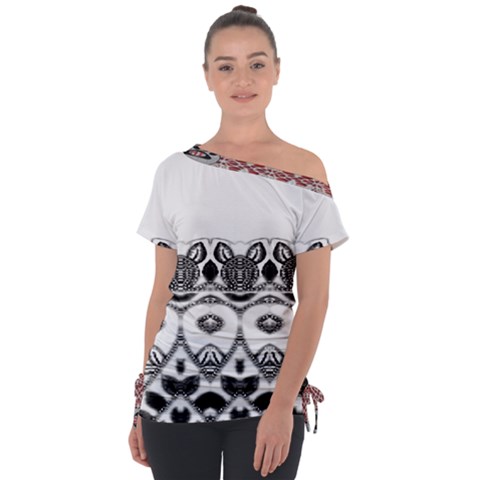 Im Fourth Dimension Black White 12 Off Shoulder Tie-up Tee by imanmulyana
