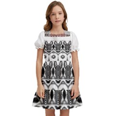 Im Fourth Dimension Black White 12 Kids  Puff Sleeved Dress by imanmulyana