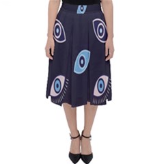 Eyes Evil Eye Blue Pattern Design Classic Midi Skirt by artworkshop