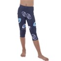 Eyes Evil Eye Blue Pattern Design Kids  Lightweight Velour Capri Leggings  View1