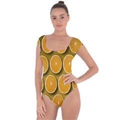 Oranges Slices  Pattern Short Sleeve Leotard  by artworkshop