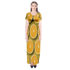 Oranges Slices  Pattern Short Sleeve Maxi Dress by artworkshop