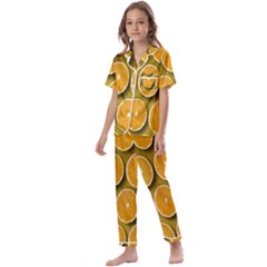 Oranges Slices  Pattern Kids  Satin Short Sleeve Pajamas Set by artworkshop