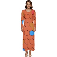 Phone Wallpaper Roof Roofing Tiles Roof Tiles Long Sleeve Velour Longline Maxi Dress by artworkshop
