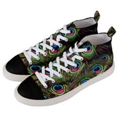 Peacock-feathers-color-plumage Men s Mid-top Canvas Sneakers by Celenk