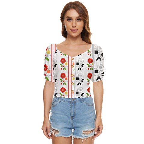 Vectors Bulgarian Folk Art Folk Art Button Up Blouse by Sapixe