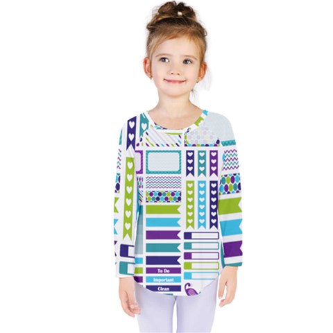 Peacock Pattern Kids  Long Sleeve Tee by Sapixe