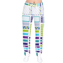 Peacock Pattern Women Velvet Drawstring Pants by Sapixe