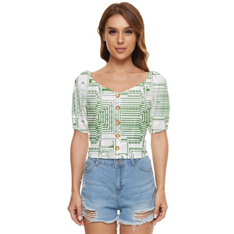 Circuit Board Button Up Blouse by Sapixe