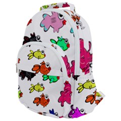Fish Fishes Marine Life Swimming Water Rounded Multi Pocket Backpack by Sapixe