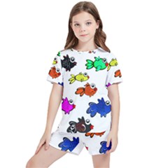 Fish Fishes Marine Life Swimming Water Kids  Tee And Sports Shorts Set by Sapixe