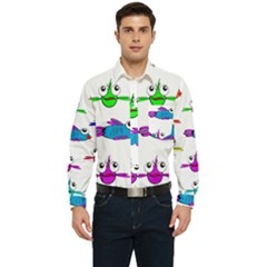 Fish Swim Cartoon Funnycute Men s Long Sleeve Pocket Shirt  by Sapixe