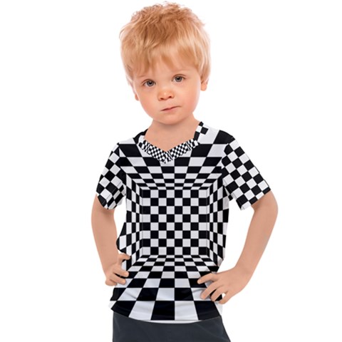 Black And White Chess Checkered Spatial 3d Kids  Sports Tee by Sapixe