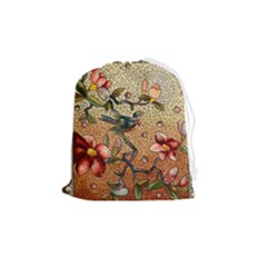 Flower Cubism Mosaic Vintage Drawstring Pouch (medium) by Sapixe