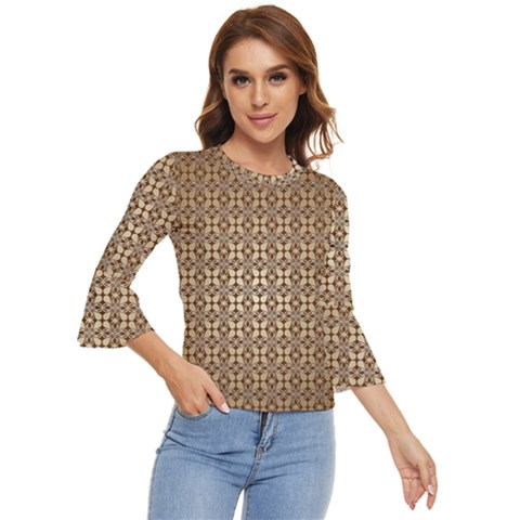 Background-chevron Chocolate Bell Sleeve Top by nateshop