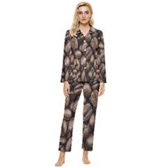 Black Coffe Womens  Long Sleeve Velvet Pocket Pajamas Set by nateshop