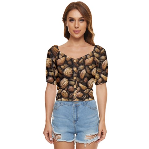 Coffe Button Up Blouse by nateshop