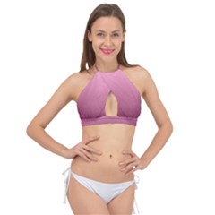 Background-pink Cross Front Halter Bikini Top by nateshop