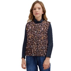 Coffee Beans Food Texture Kid s Short Button Up Puffer Vest	 by artworkshop
